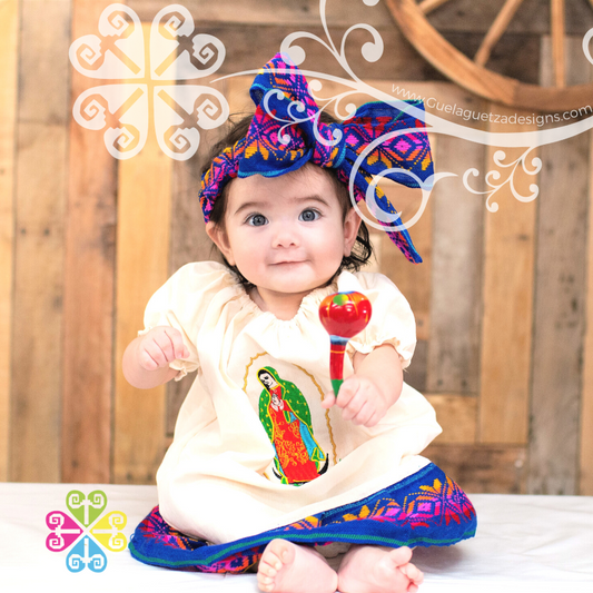 Guadalupe Children Dress with Headband - Embroider