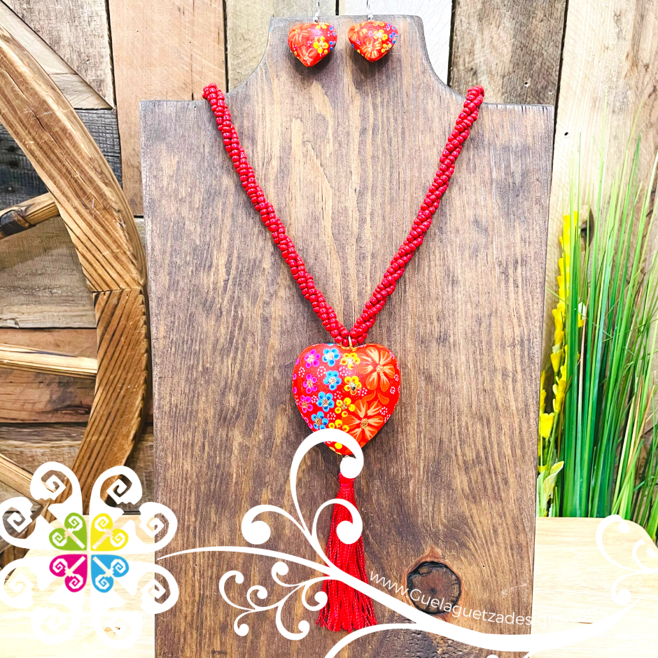 Yoselin Heart Jewelry Set - Hand Painted Jewelry Set