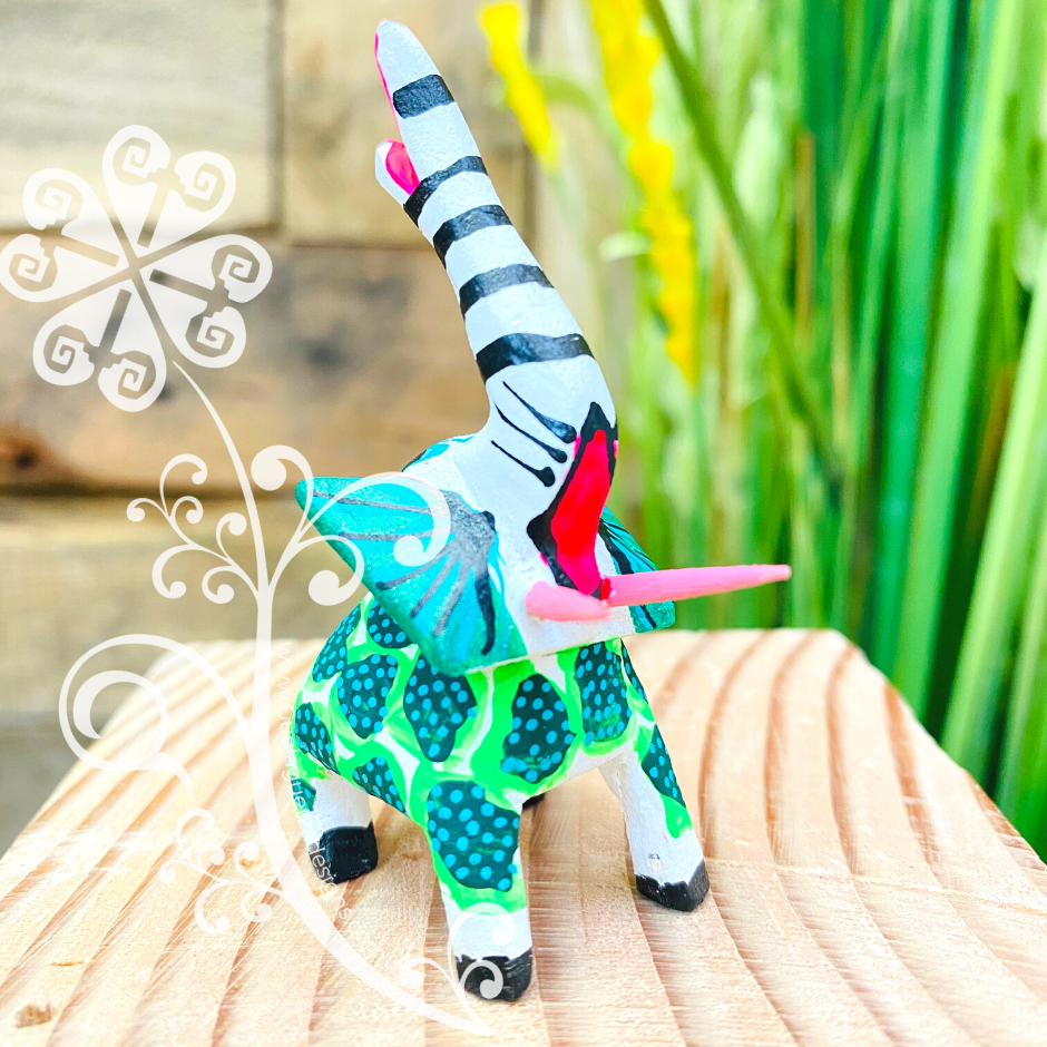 Mini Elephant Alebrije Handcarve Wood Decoration Figure