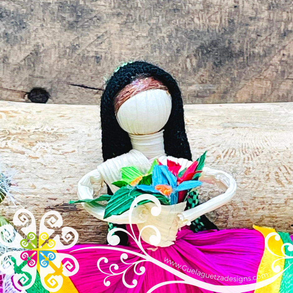 Holding Flowers Doll Magnet