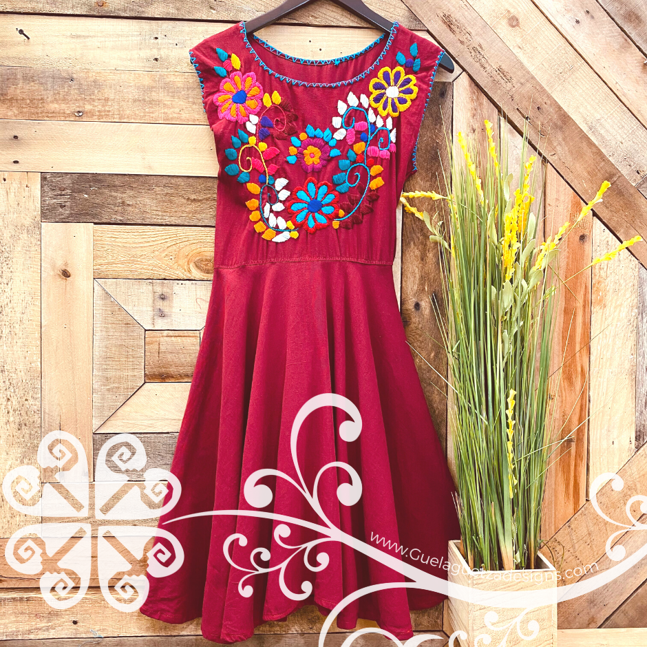 Dahlia Bouquet Embroider Dress – Guelaguetza Designs