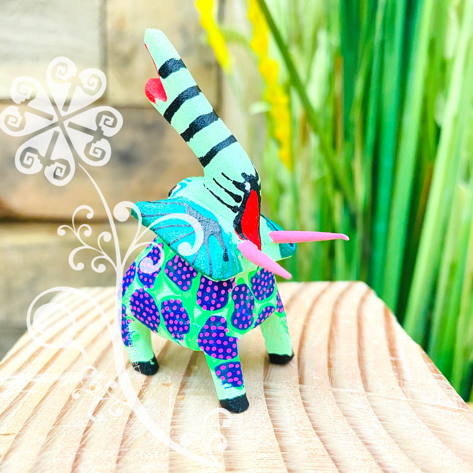 Mini Elephant Alebrije Handcarve Wood Decoration Figure