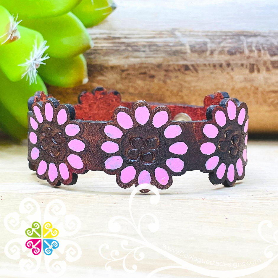 Large Sunflower Leather Bracelet - Kids Bracelet