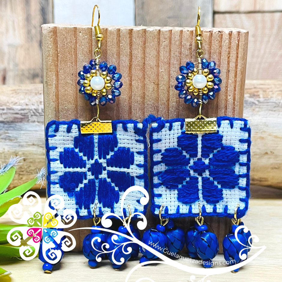 Embroidered Daisy- Palm Earrings