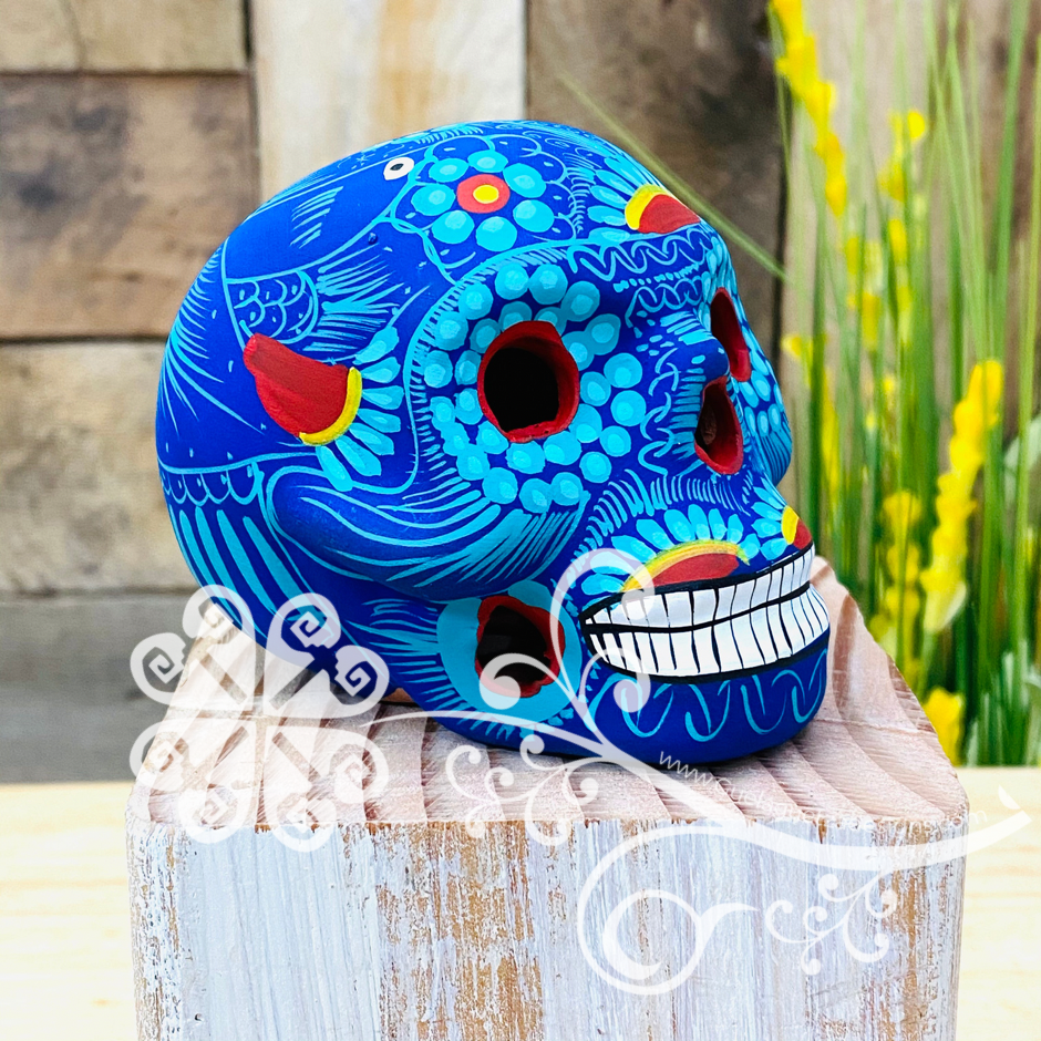 Small Solid Color Hand Painted Sugar Skull  - Calaverita Guerrero