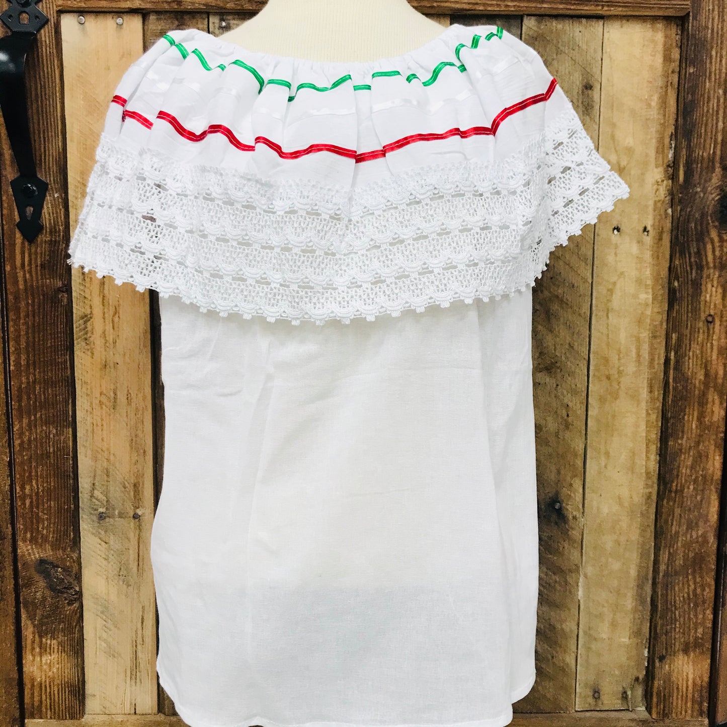 White Mexican Tricolor Campesina Top