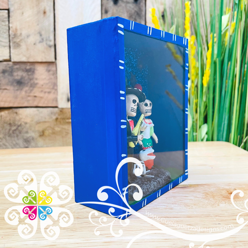 Blue Couple Mexican Box Decor - Cajita Decorativa Barro Cocido