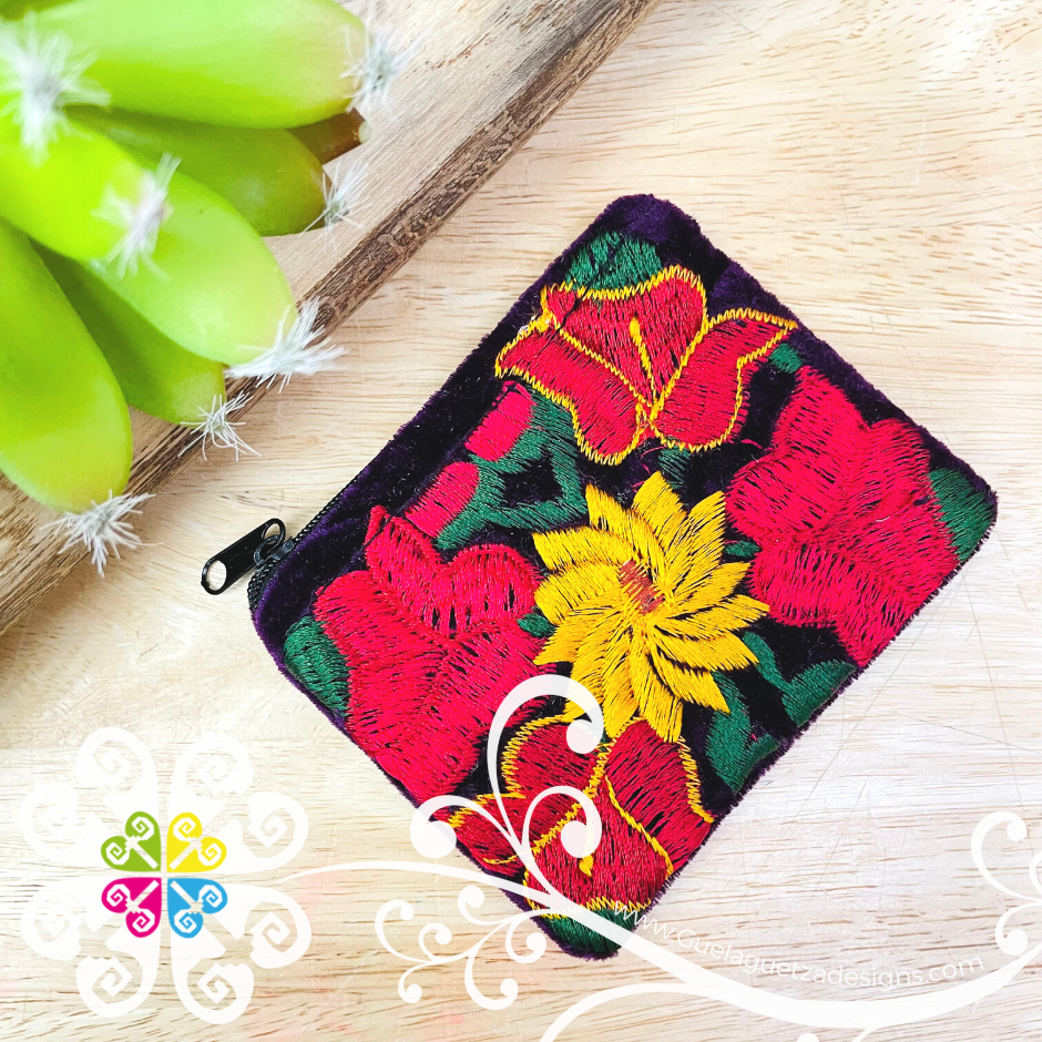 Embroidery Velvet Coin Purse - Monedero