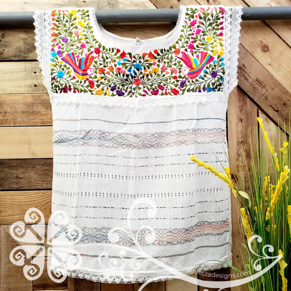 White Multicolored Telar Top - Pedal Loom Fina Top