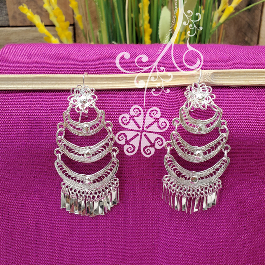 Medium Silver Filigrana Artisan Earrings