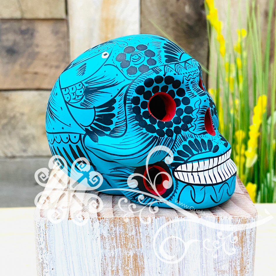 Small Solid Color Hand Painted Sugar Skull  - Calaverita Guerrero