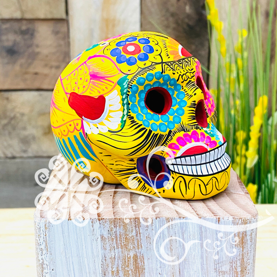 Small Multicolor Hand Painted Sugar Skull  - Calaverita Guerrero