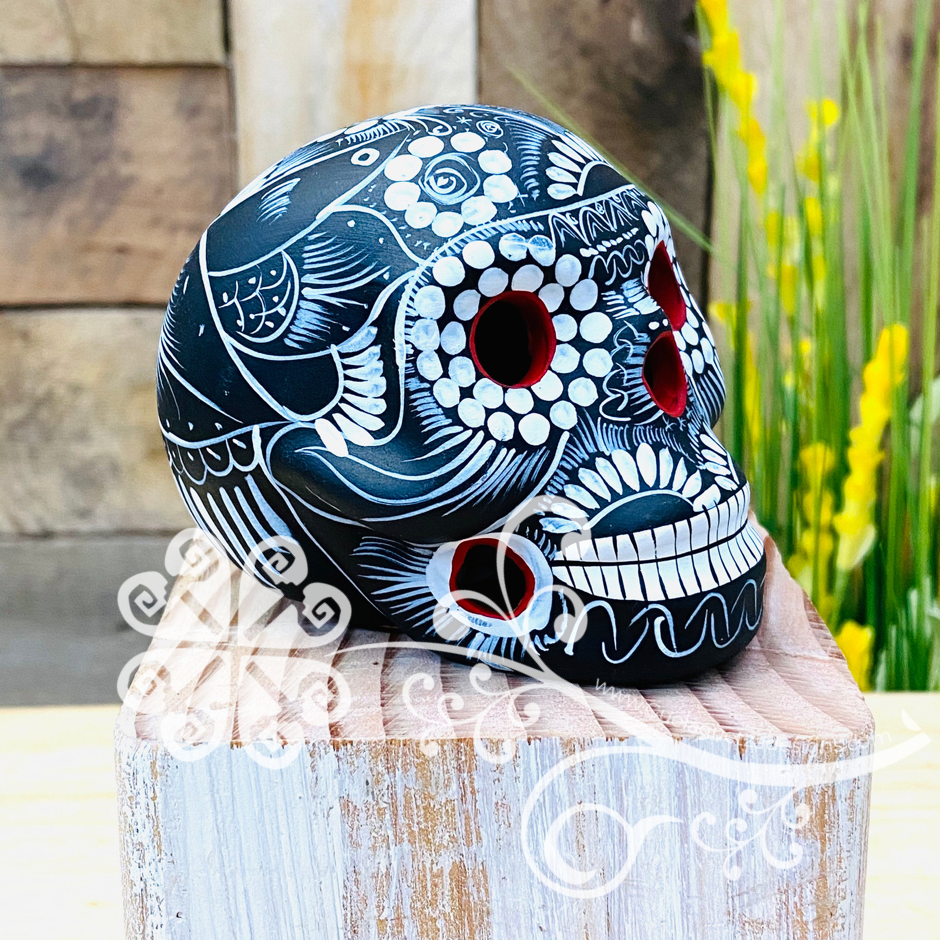 Small Solid Color Hand Painted Sugar Skull  - Calaverita Guerrero