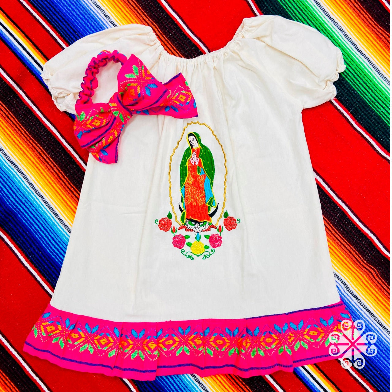 Guadalupe Children Dress with Headband - Embroider