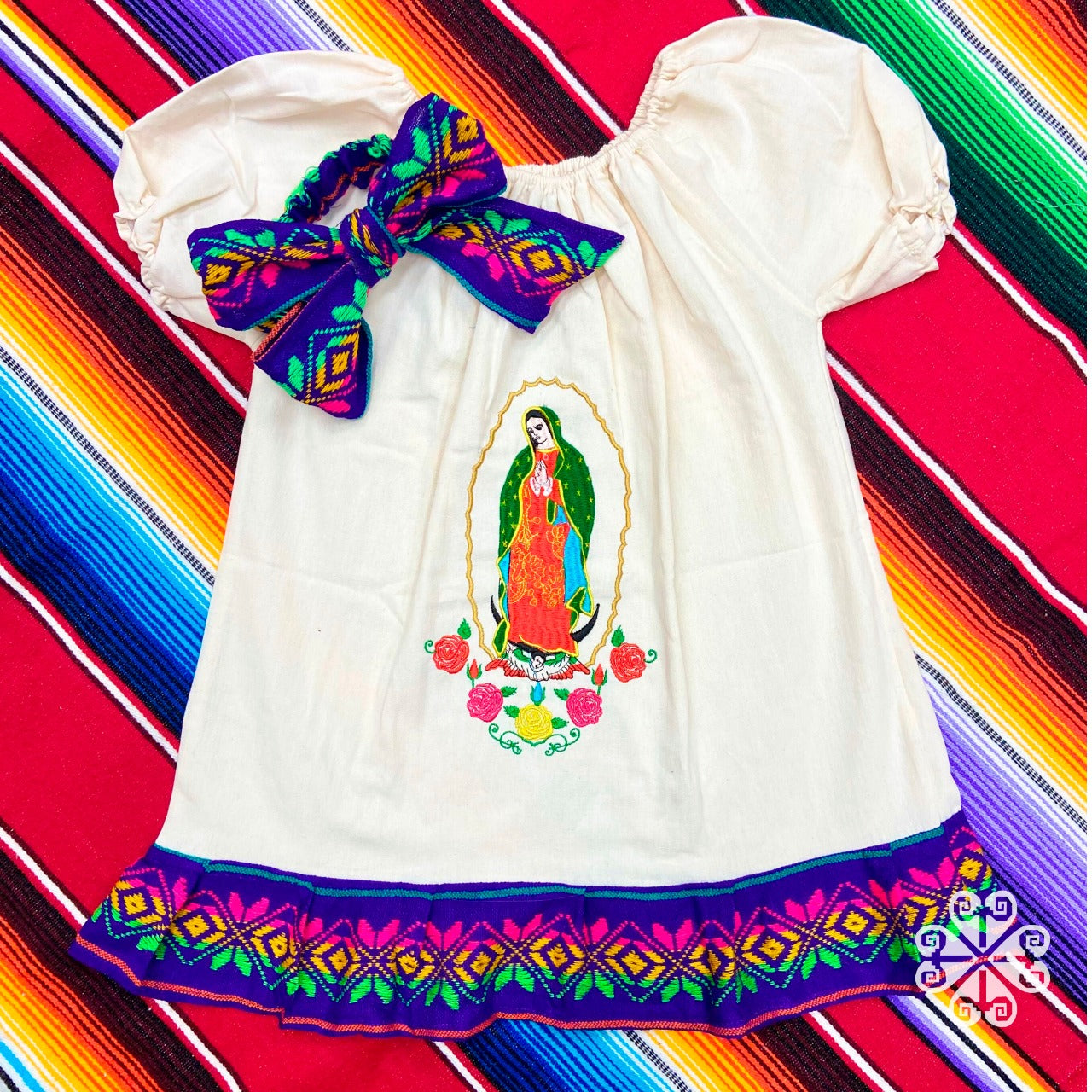 Guadalupe Children Dress with Headband - Embroider