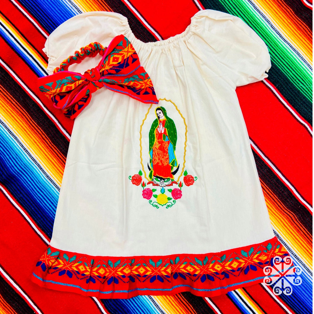 Guadalupe Children Dress with Headband - Embroider