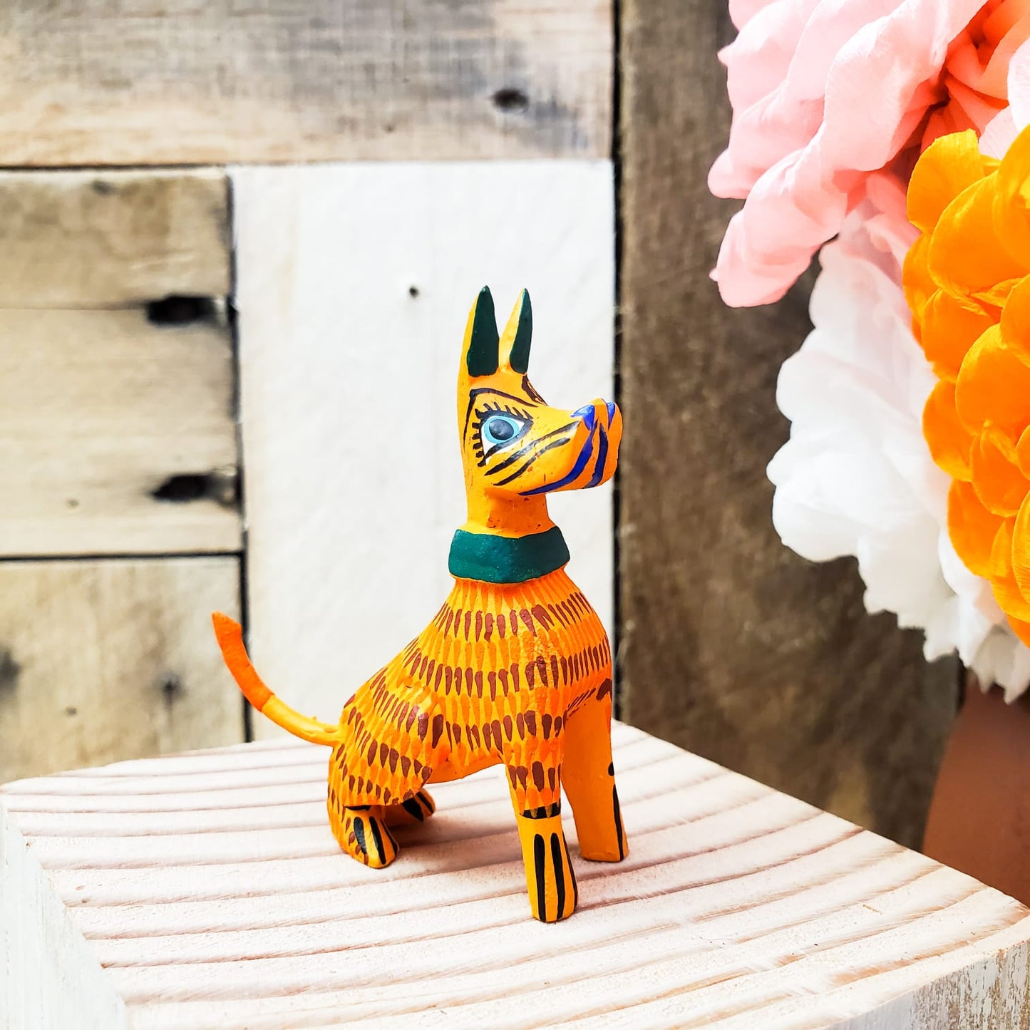 Mini Dog Schnauzer Alebrije Handcarve Wood Decoration Figure