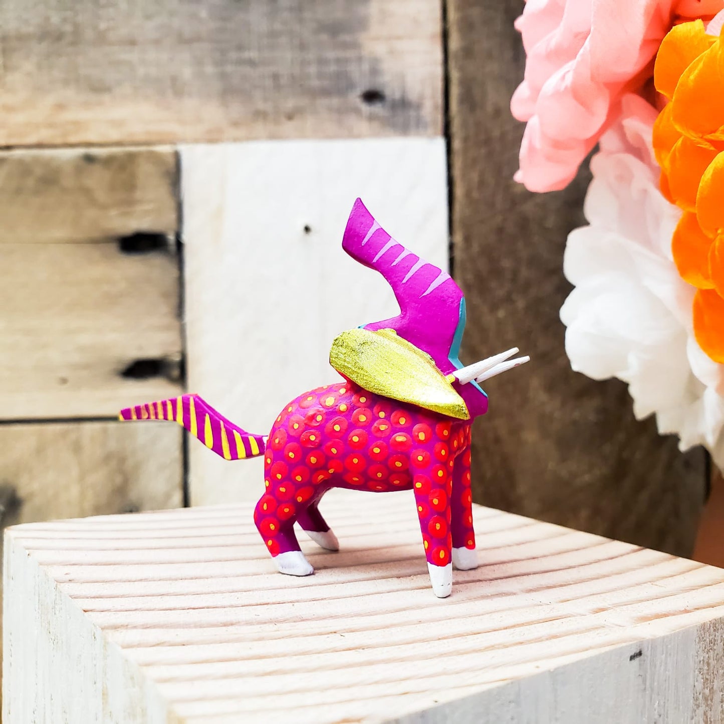 Mini Elephant Alebrije Handcarve Wood Decoration Figure