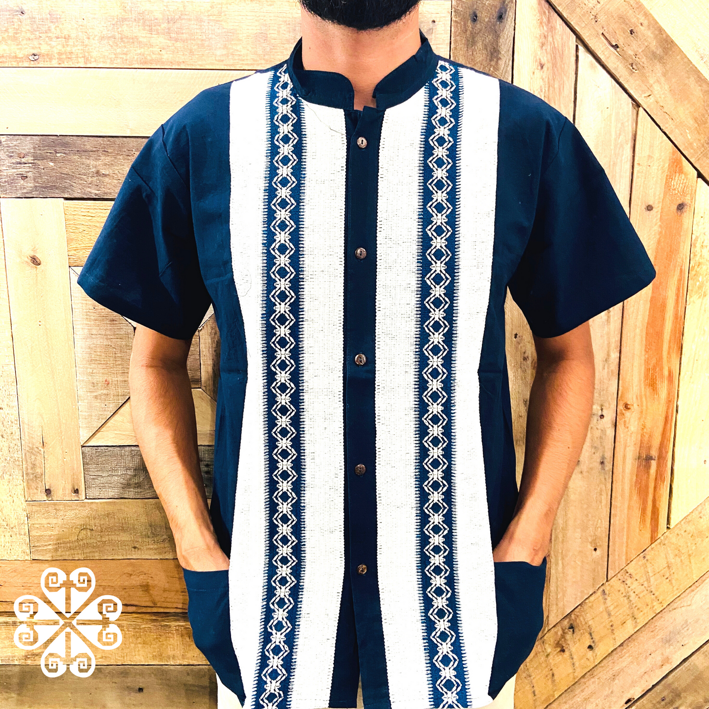 Pepita Design Men Guayabera - Guayabera Manta