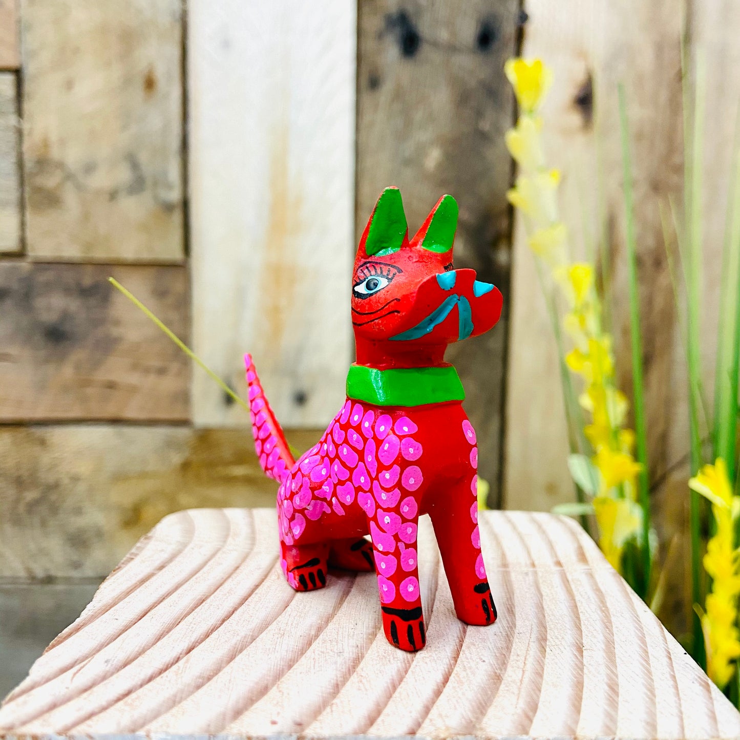 Mini Dog Schnauzer Alebrije Handcarve Wood Decoration Figure