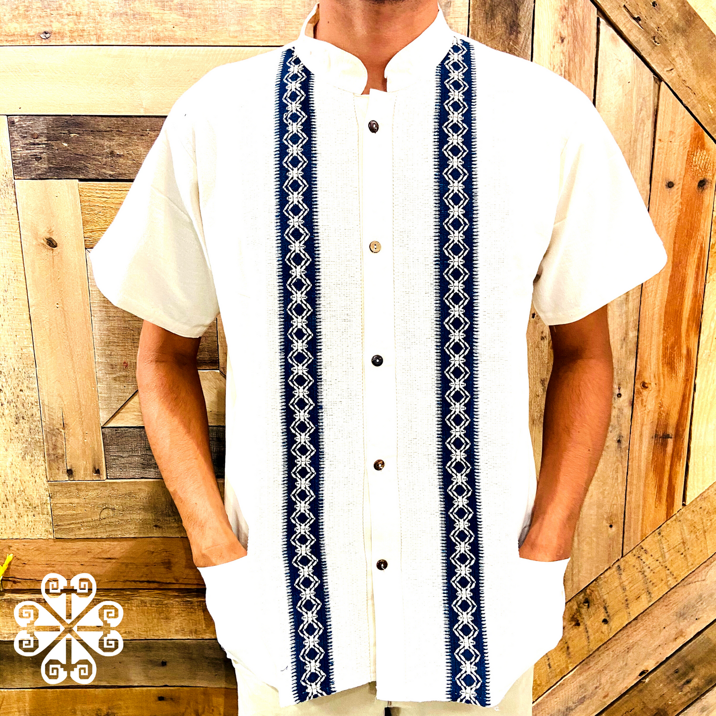 Pepita Design Men Guayabera - Guayabera Manta