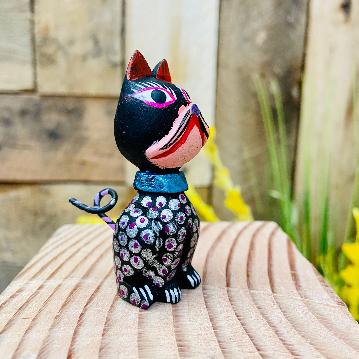 Mini Persa Cat Alebrije Handcarve Wood Decoration Figure