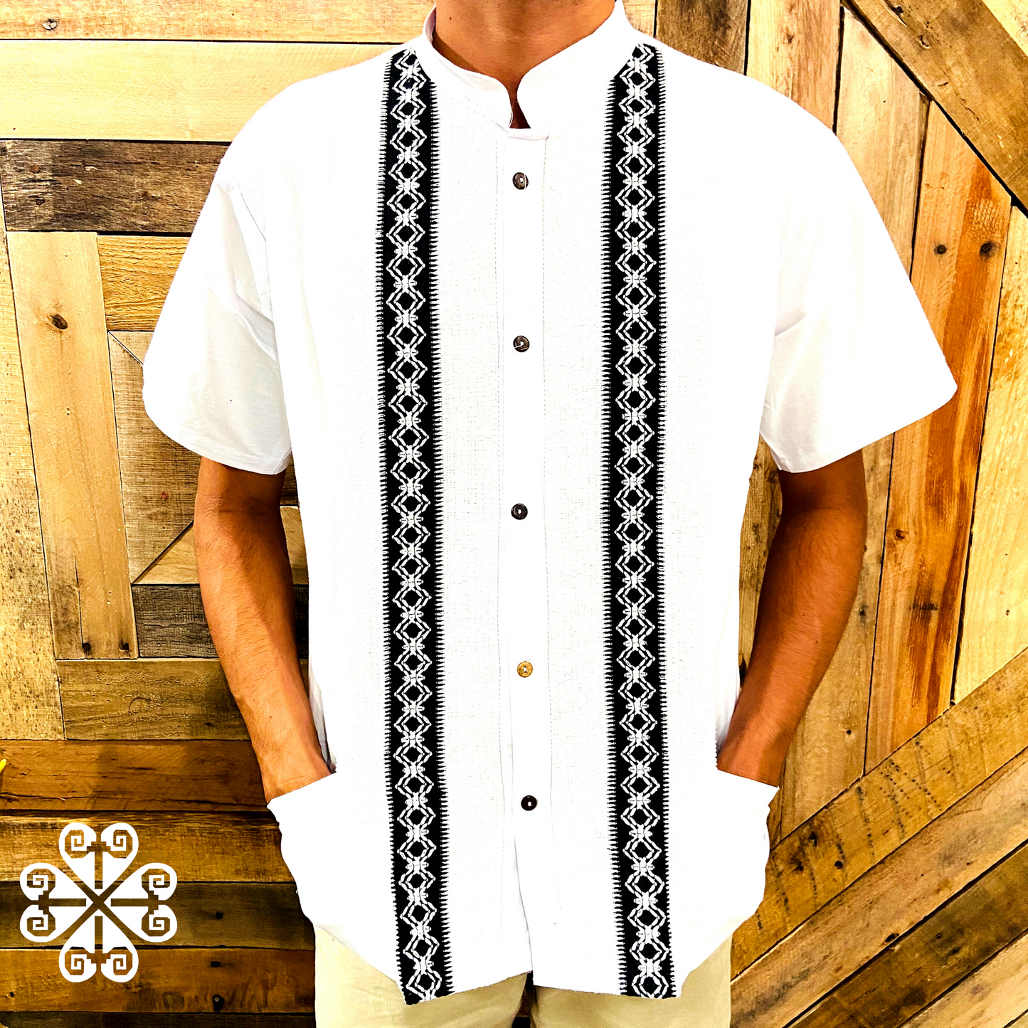 Pepita Design Men Guayabera - Guayabera Manta