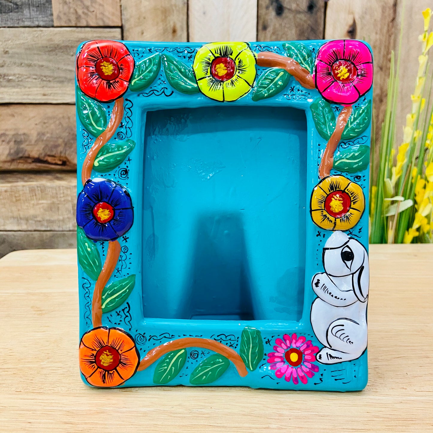 Hand Painted Picture Frame -Rabbits Vertical