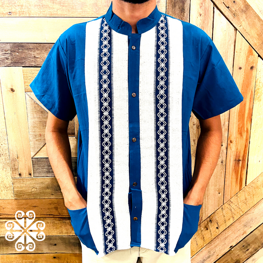 Pepita Design Men Guayabera - Guayabera Manta