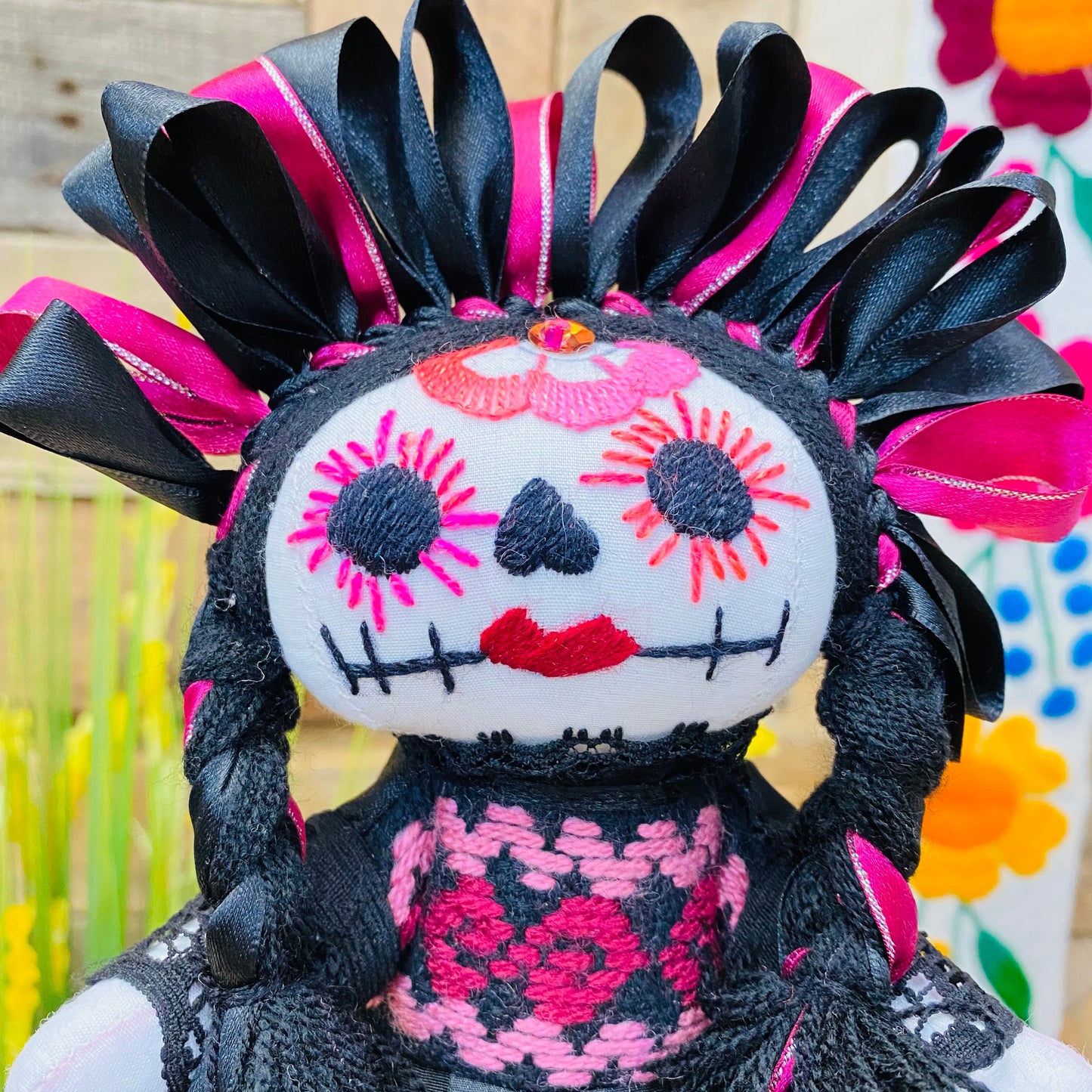 Pink Catrina Mexican Otomi Doll - Fina