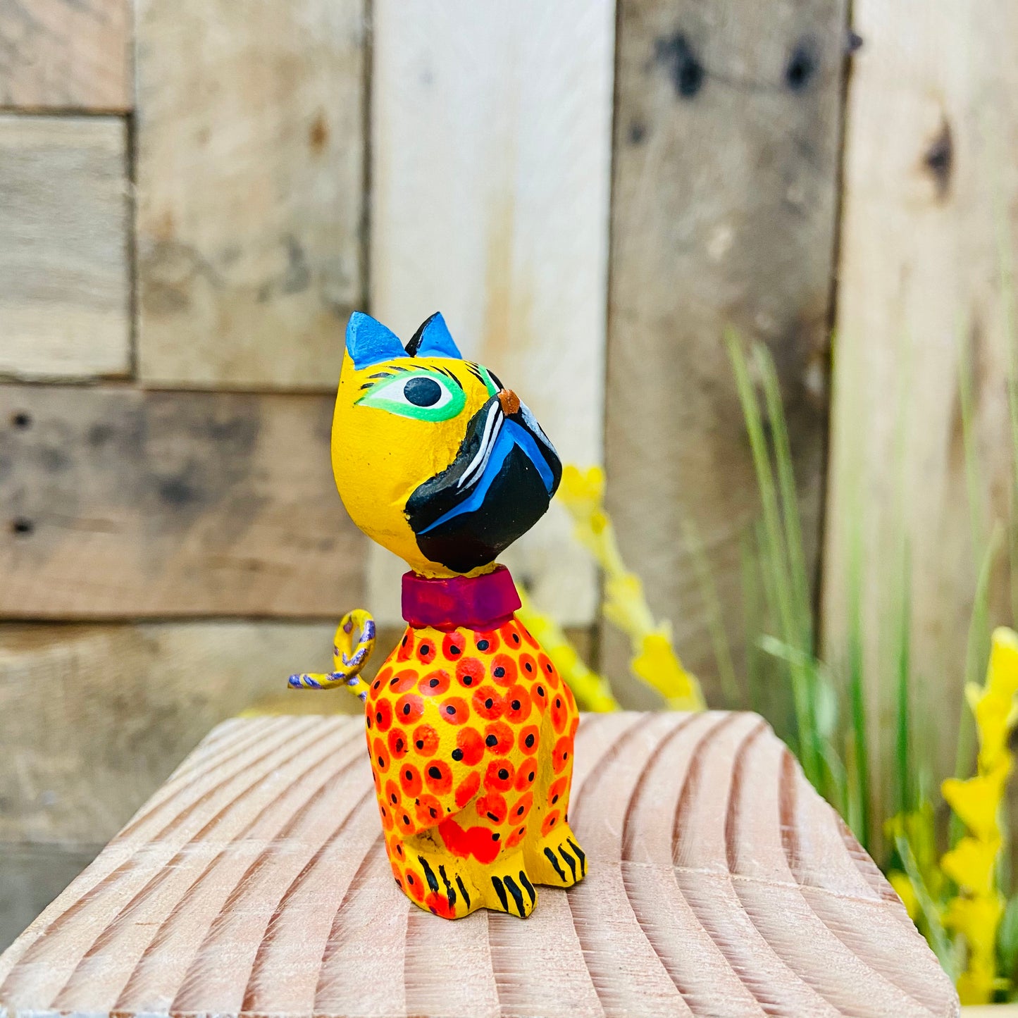 Mini Persa Cat Alebrije Handcarve Wood Decoration Figure