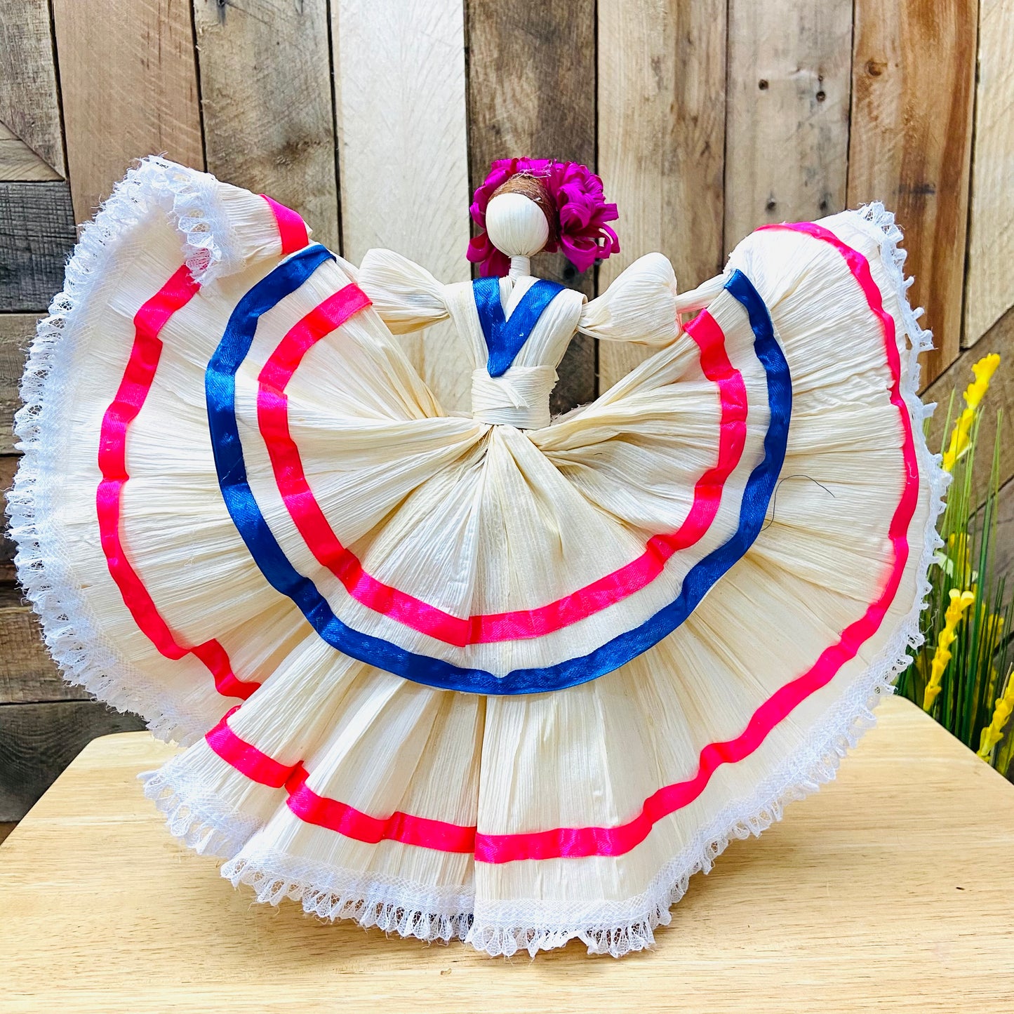 Large Corn Husk Doll - Wide Skirt