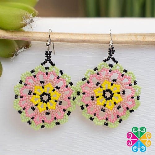 Dahlia Circular Beaded Earrings